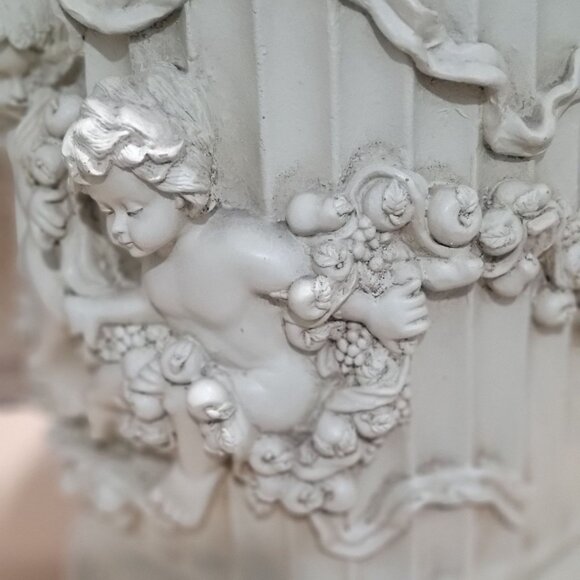 Decorative Column Pillar Plaster Cherub Carving Putti Floral Leafy Motif - Picture 12 of 13